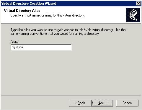 Microsoft Iis virtual directory wizard alias